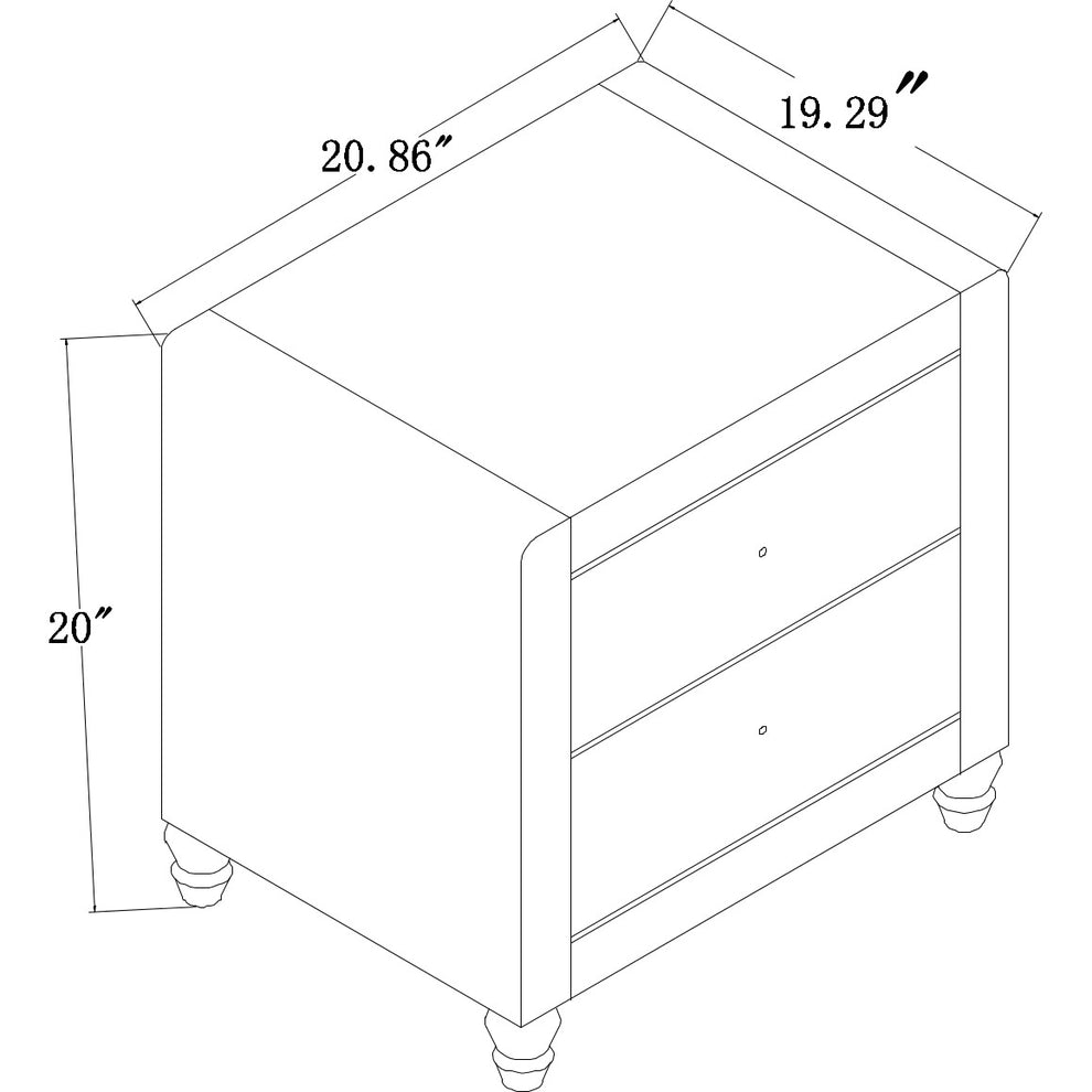 Brown Upholstered 2 Drawer Nightstand By Homeroots | Nightstands | Modishstore - 25