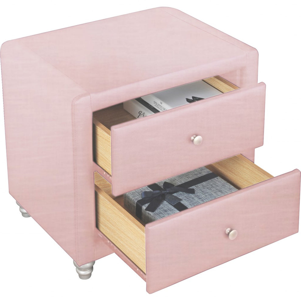 Brown Upholstered 2 Drawer Nightstand By Homeroots | Nightstands | Modishstore - 29
