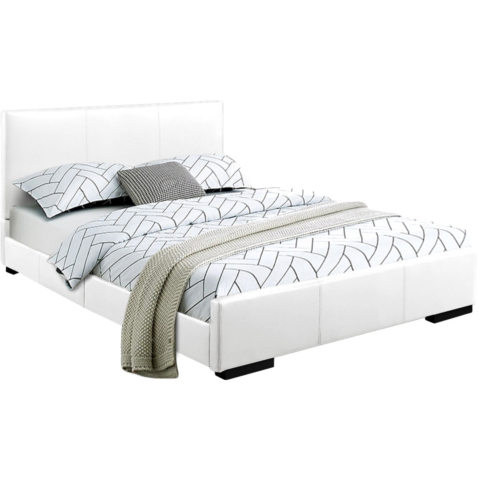 White Platform Twin Bed By Homeroots | Beds | Modishstore - 2