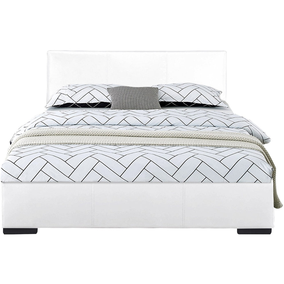 White Platform Full Bed By Homeroots | Beds | Modishstore - 2