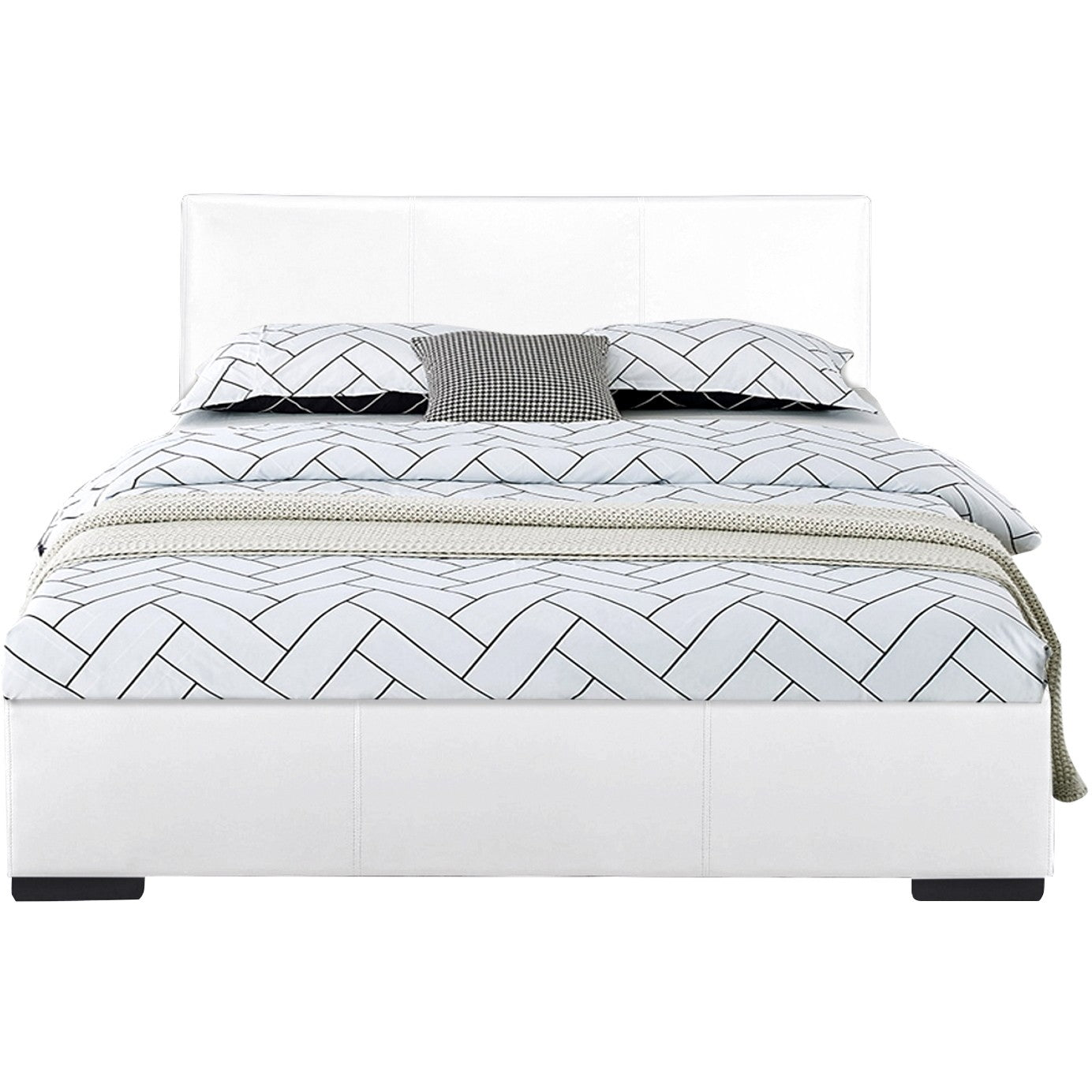 White Platform Queen Bed By Homeroots - 396995 | Beds | Modishstore