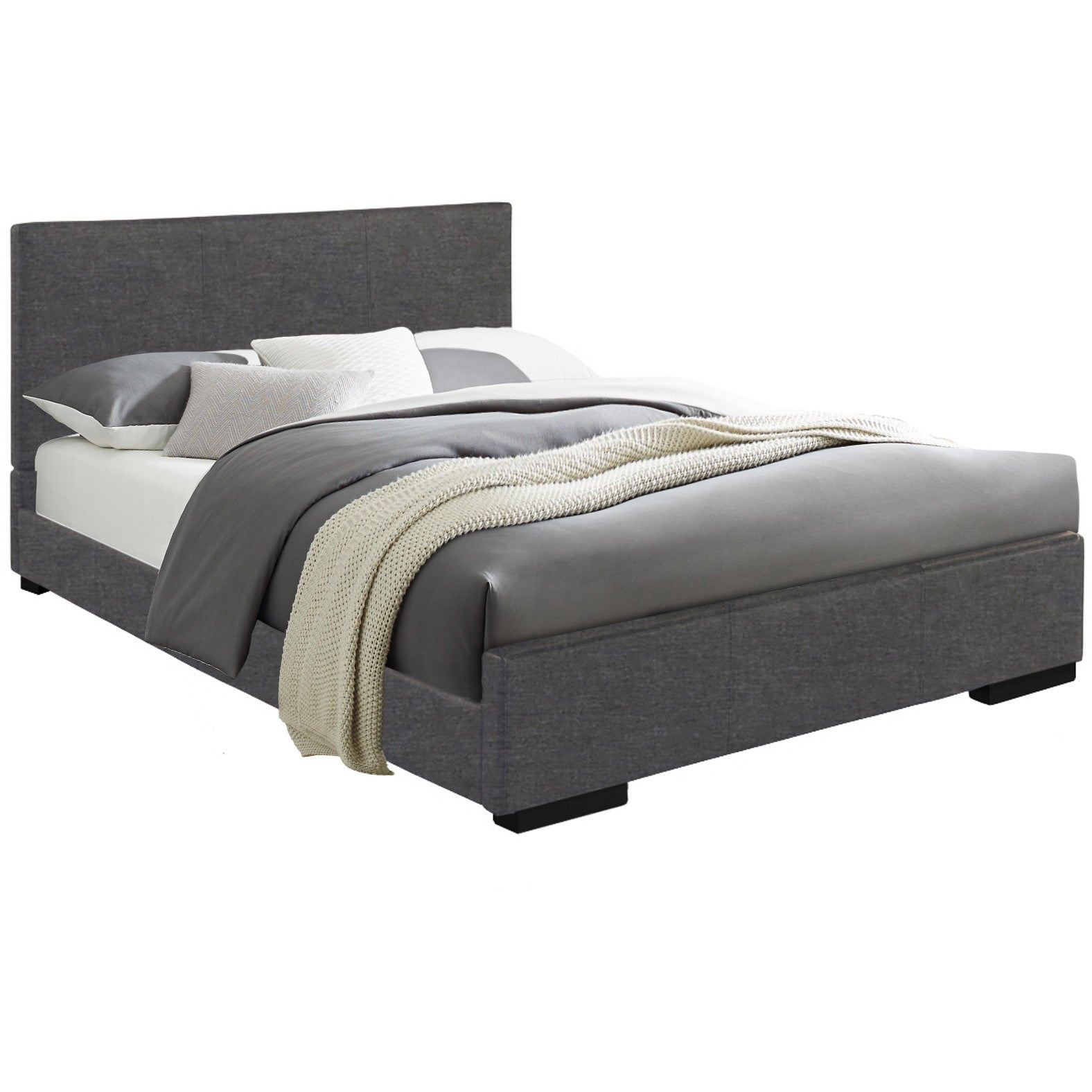 Grey Platform Twin Bed By Homeroots | Beds | Modishstore - 2