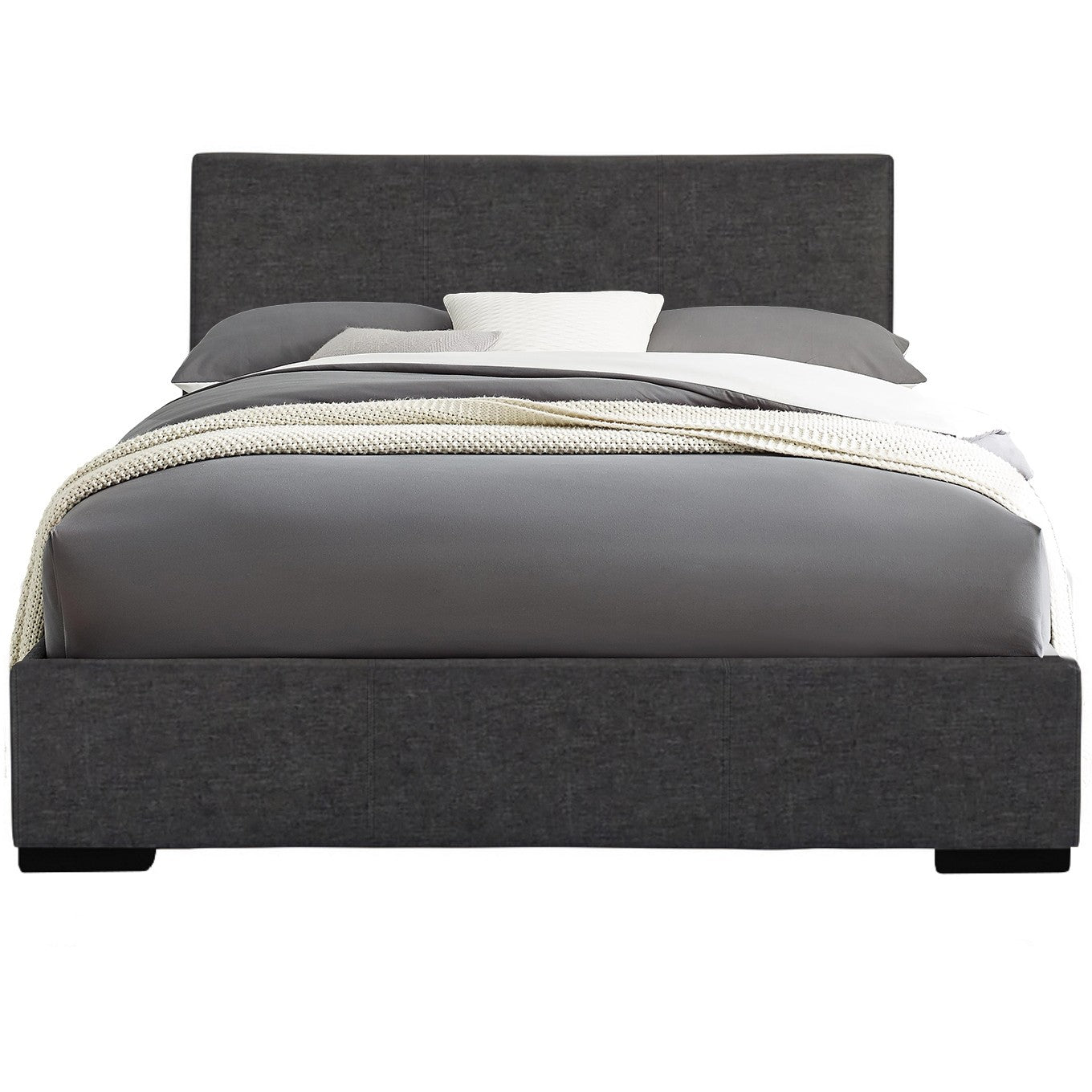 Grey Platform Full Bed By Homeroots | Beds | Modishstore