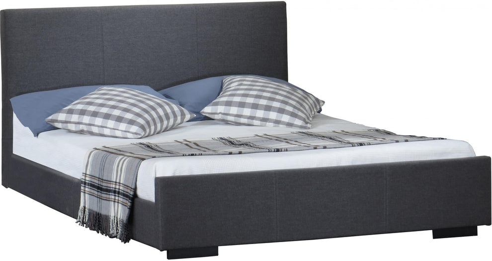 Grey Platform King Bed By Homeroots | Beds | Modishstore - 4