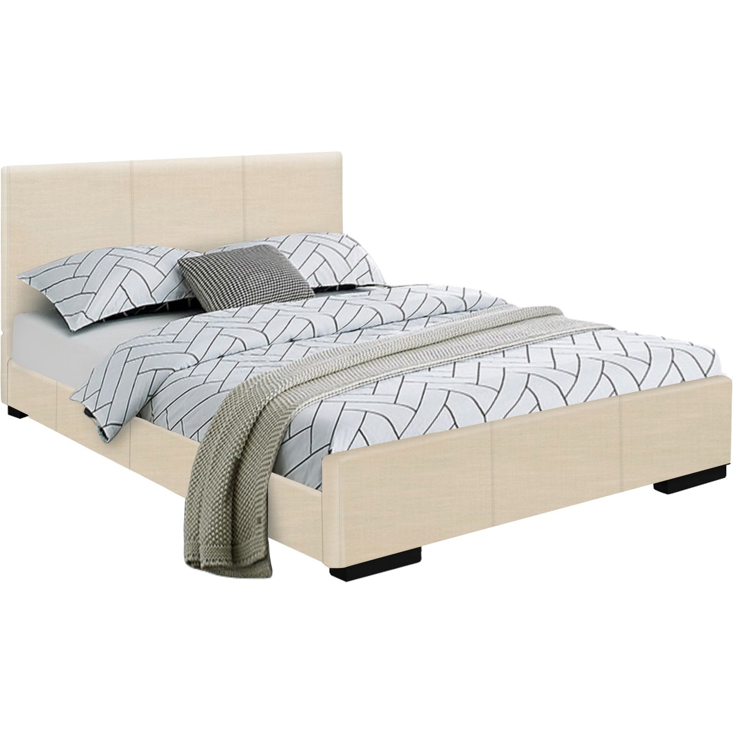 Beige Platform Full Bed By Homeroots | Beds | Modishstore - 2