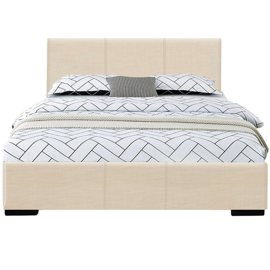 Beige Platform King Bed By Homeroots | Beds | Modishstore