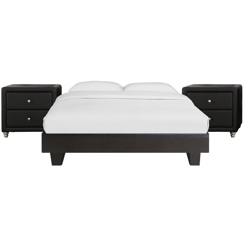 Black Platform King Bed With Two Nightstands By Homeroots - 397010 | Beds | Modishstore - 3