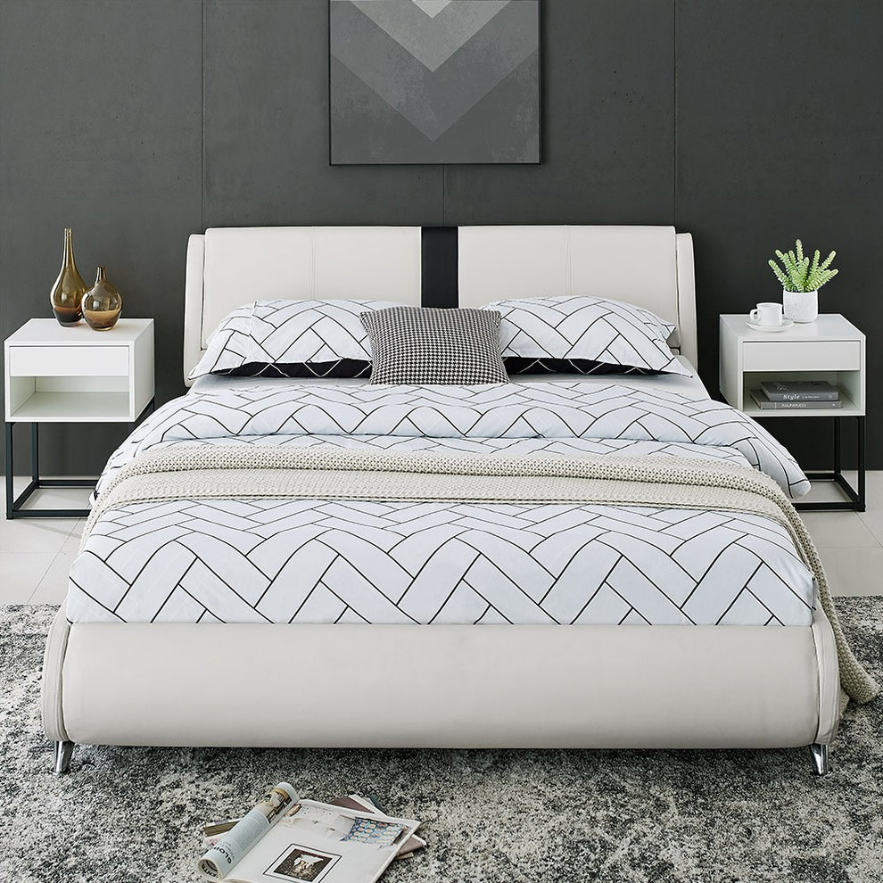 White Platform King Bed By Homeroots - 397014 | Beds | Modishstore - 8