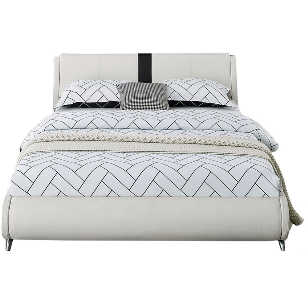 White Platform Queen Bed With Two Nightstands By Homeroots - 397017 | Beds | Modishstore - 3
