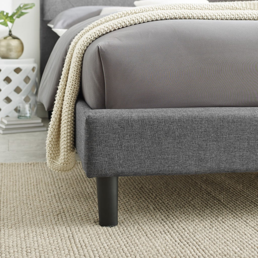 Grey King Platform Bed By Homeroots | Beds | Modishstore - 6