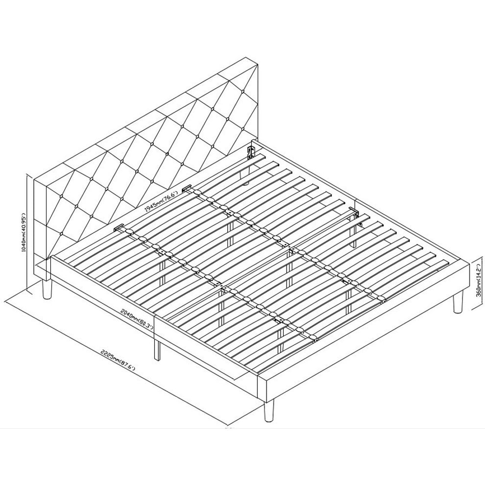 Grey King Platform Bed By Homeroots | Beds | Modishstore - 8