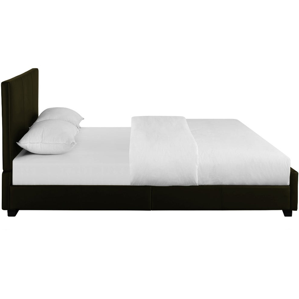 Brown Upholstered Twin Platform Bed By Homeroots | Beds | Modishstore - 4