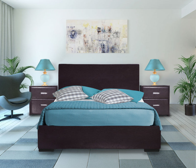 Brown Upholstered Full Platform Bed By Homeroots | Beds | Modishstore - 5