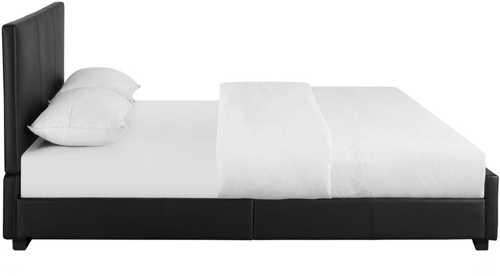 Black Upholstered Twin Platform Bed By Homeroots | Beds | Modishstore - 4