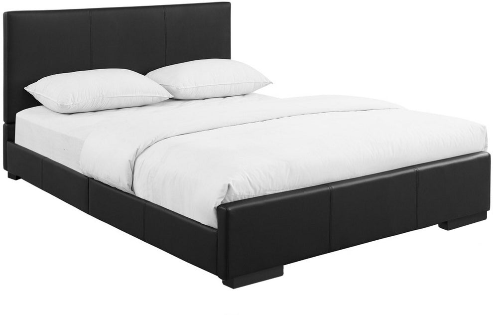 Black Upholstered Full Platform Bed By Homeroots | Beds | Modishstore - 3