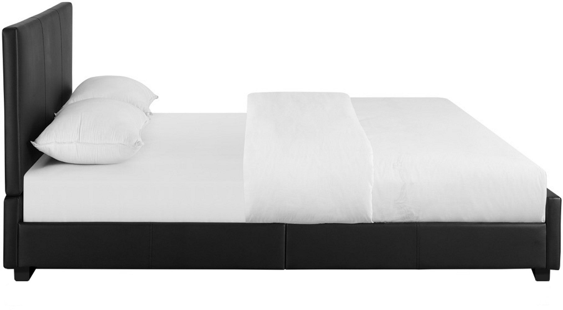 Black Upholstered Full Platform Bed By Homeroots | Beds | Modishstore - 3