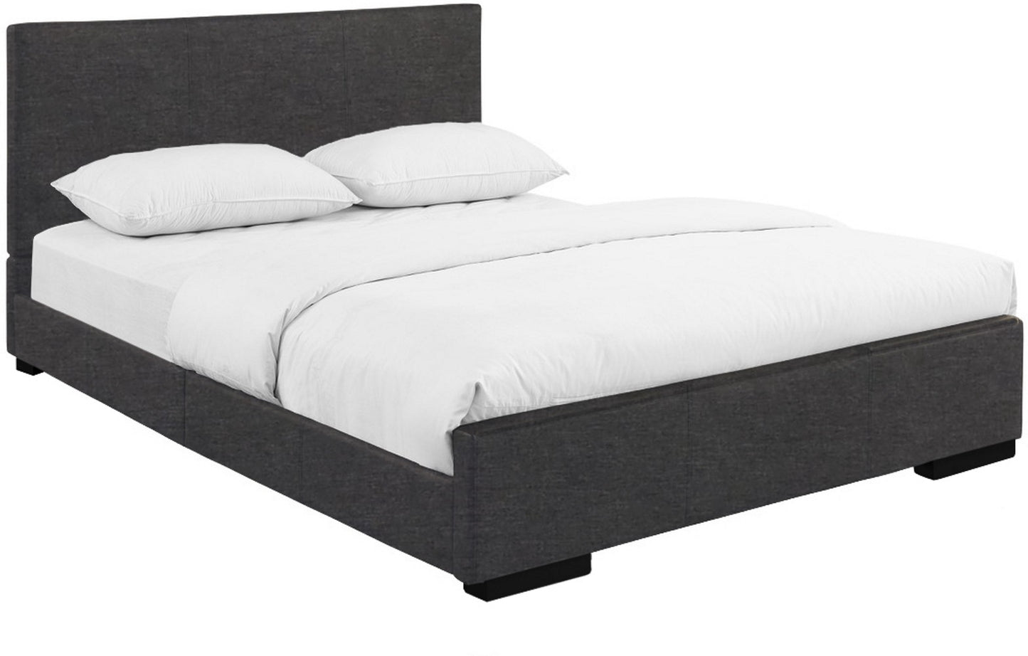 Grey Upholstered Full Platform Bed By Homeroots | Beds | Modishstore - 2