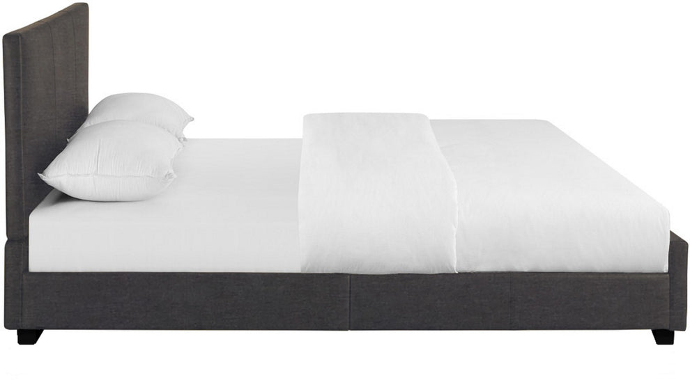 Grey Upholstered Full Platform Bed By Homeroots | Beds | Modishstore - 4