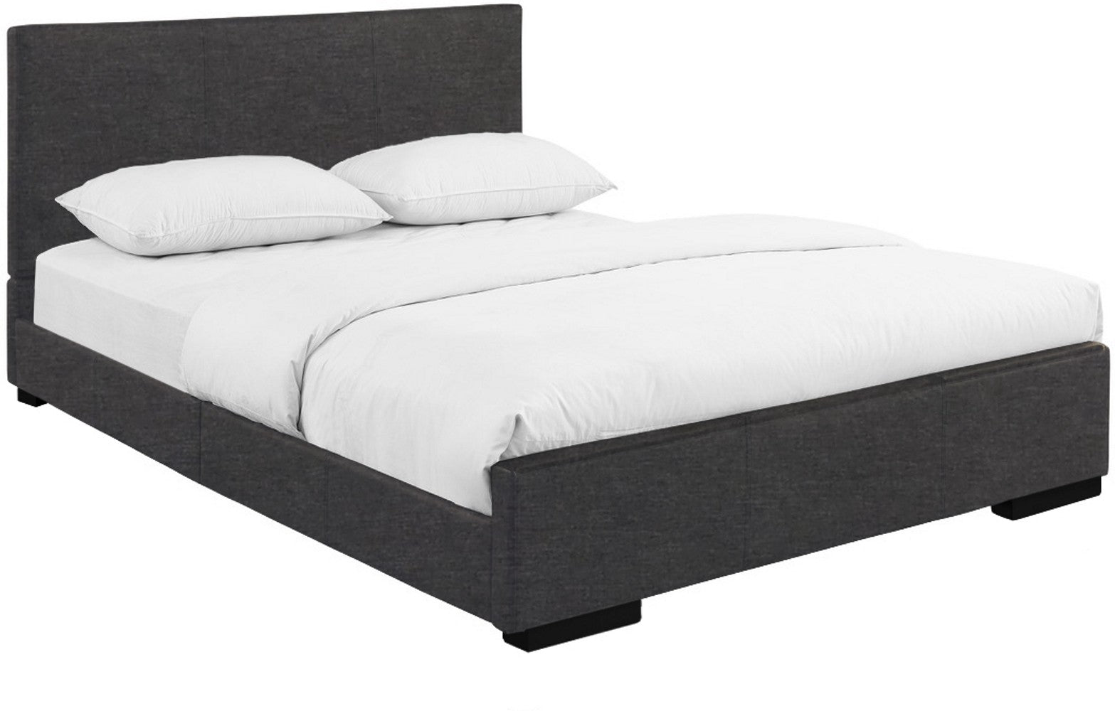 Grey Upholstered Queen Platform Bed By Homeroots | Beds | Modishstore - 2