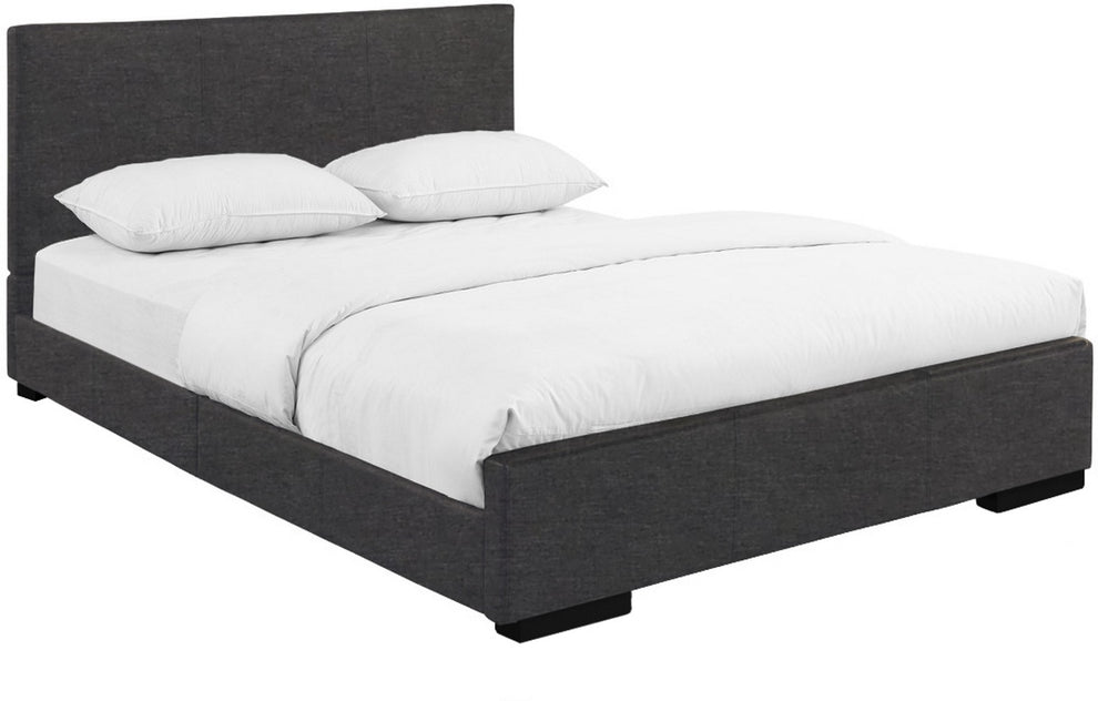 Grey Upholstered King Platform Bed By Homeroots | Beds | Modishstore - 3