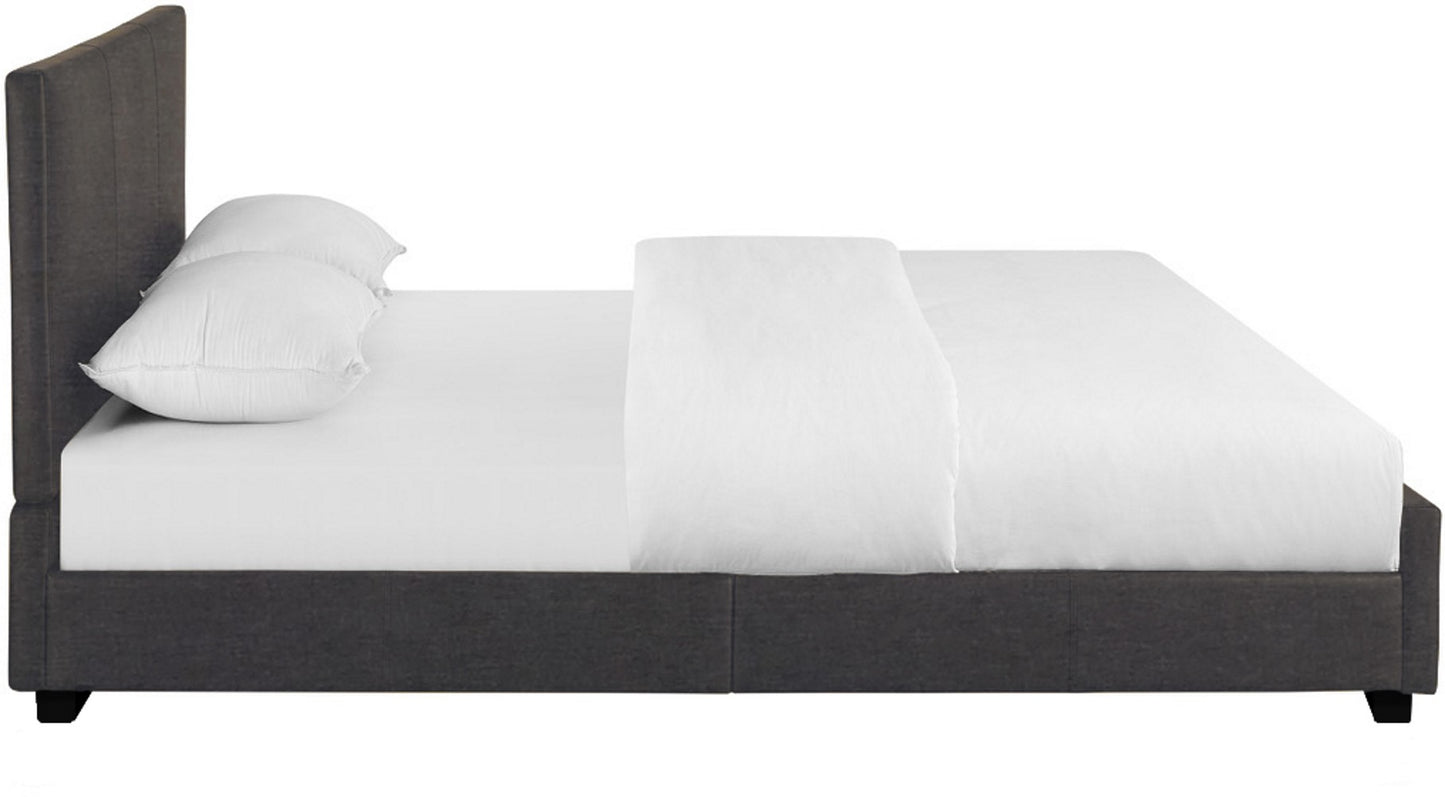 Grey Upholstered King Platform Bed By Homeroots | Beds | Modishstore - 3