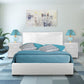 White Upholstered Twin Platform Bed By Homeroots | Beds | Modishstore - 4
