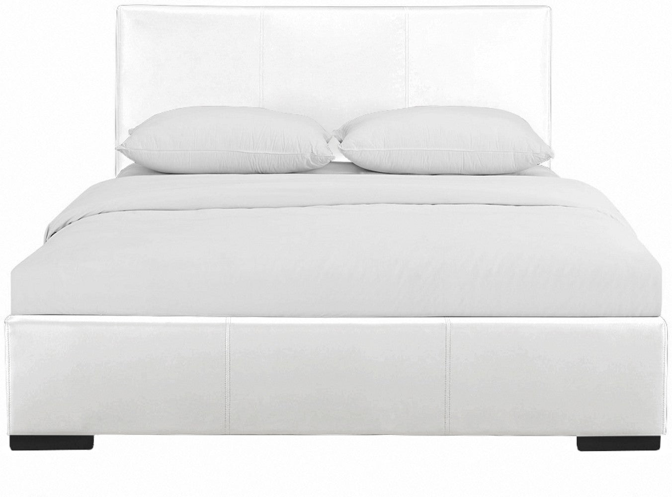 White Upholstered Full Platform Bed By Homeroots | Beds | Modishstore - 2