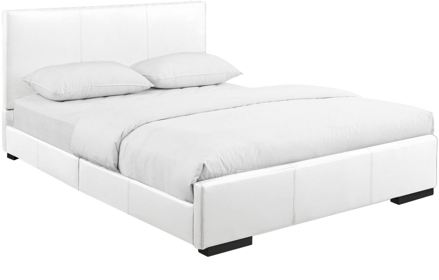 White Upholstered Full Platform Bed By Homeroots | Beds | Modishstore - 3