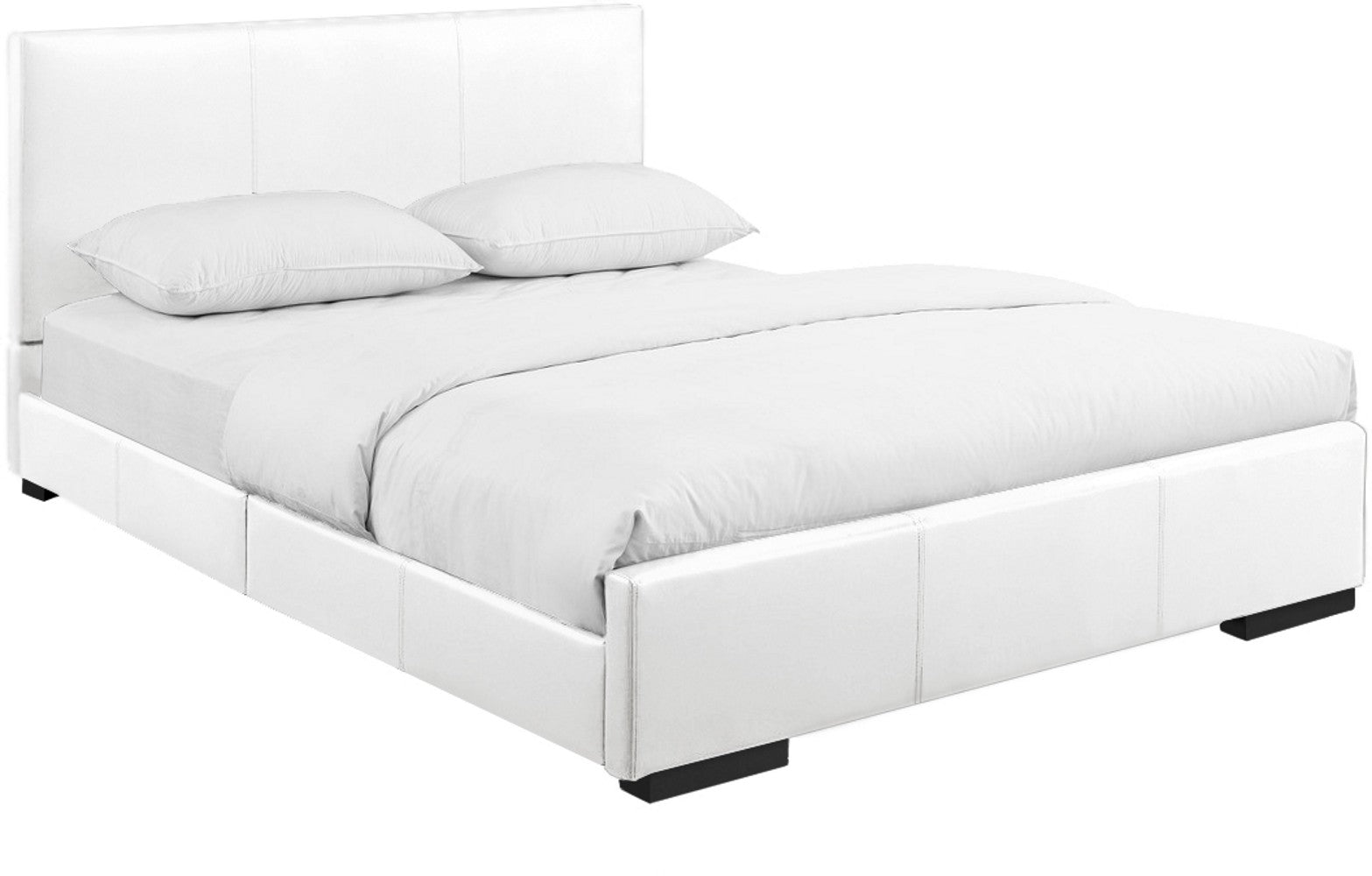 White Upholstered Full Platform Bed By Homeroots | Beds | Modishstore - 3