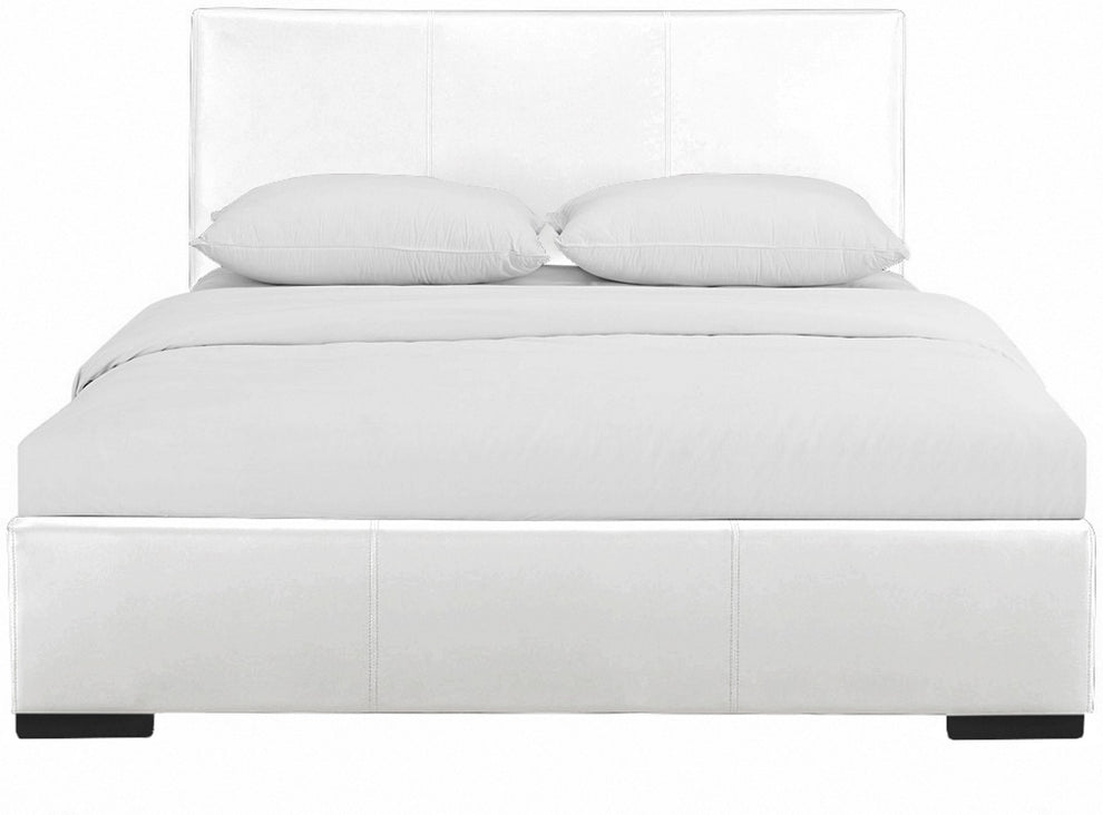 White Upholstered Queen Platform Bed By Homeroots | Beds | Modishstore - 2