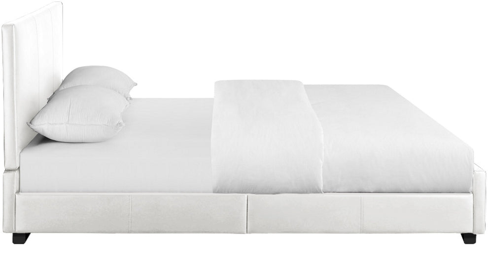White Upholstered Queen Platform Bed By Homeroots | Beds | Modishstore - 4