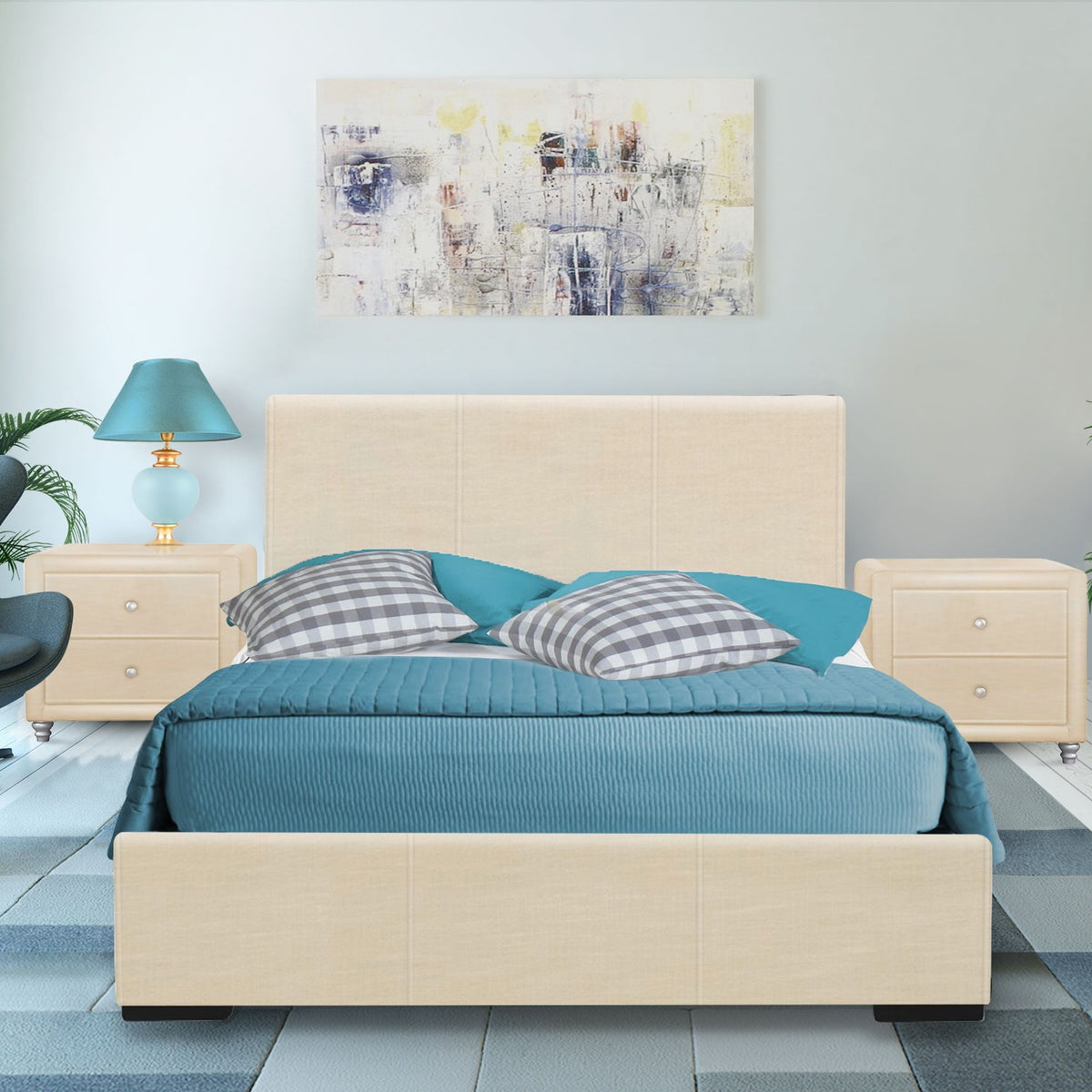 Beige Upholstered Twin Platform Bed By Homeroots | Beds | Modishstore