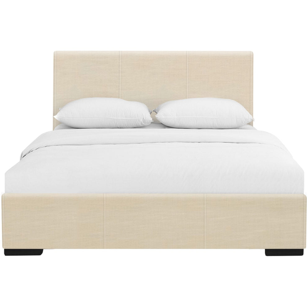 Beige Upholstered Full Platform Bed By Homeroots | Beds | Modishstore - 2