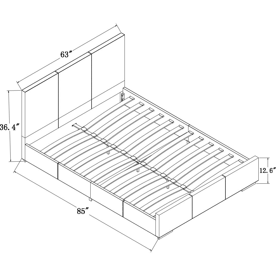 Beige Upholstered Queen Platform Bed By Homeroots | Beds | Modishstore - 3