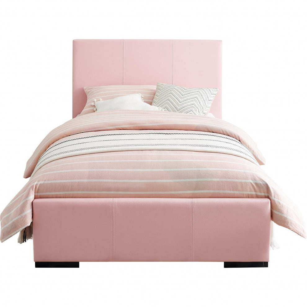 Pink Upholstered Twin Platform Bed By Homeroots | Beds | Modishstore - 2