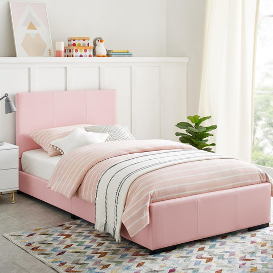 Pink Upholstered Twin Platform Bed By Homeroots | Beds | Modishstore