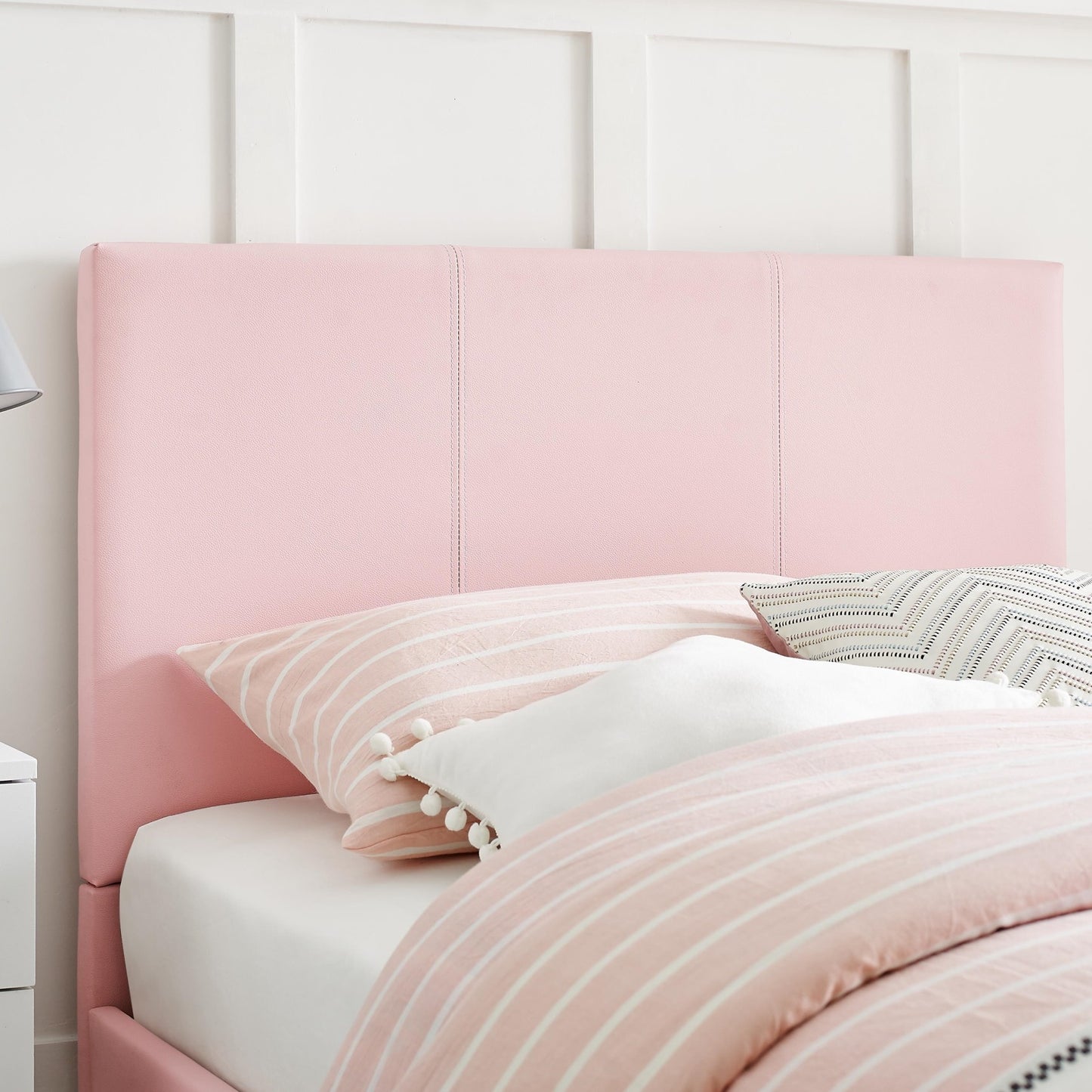 Pink Upholstered Full Platform Bed By Homeroots | Beds | Modishstore - 3