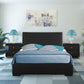 Black Upholstered Platform Queen Bed With Two Nightstands By Homeroots | Beds | Modishstore - 5
