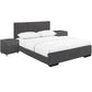 Grey Upholstered Platform King Bed With Two Nightstands By Homeroots | Beds | Modishstore - 3