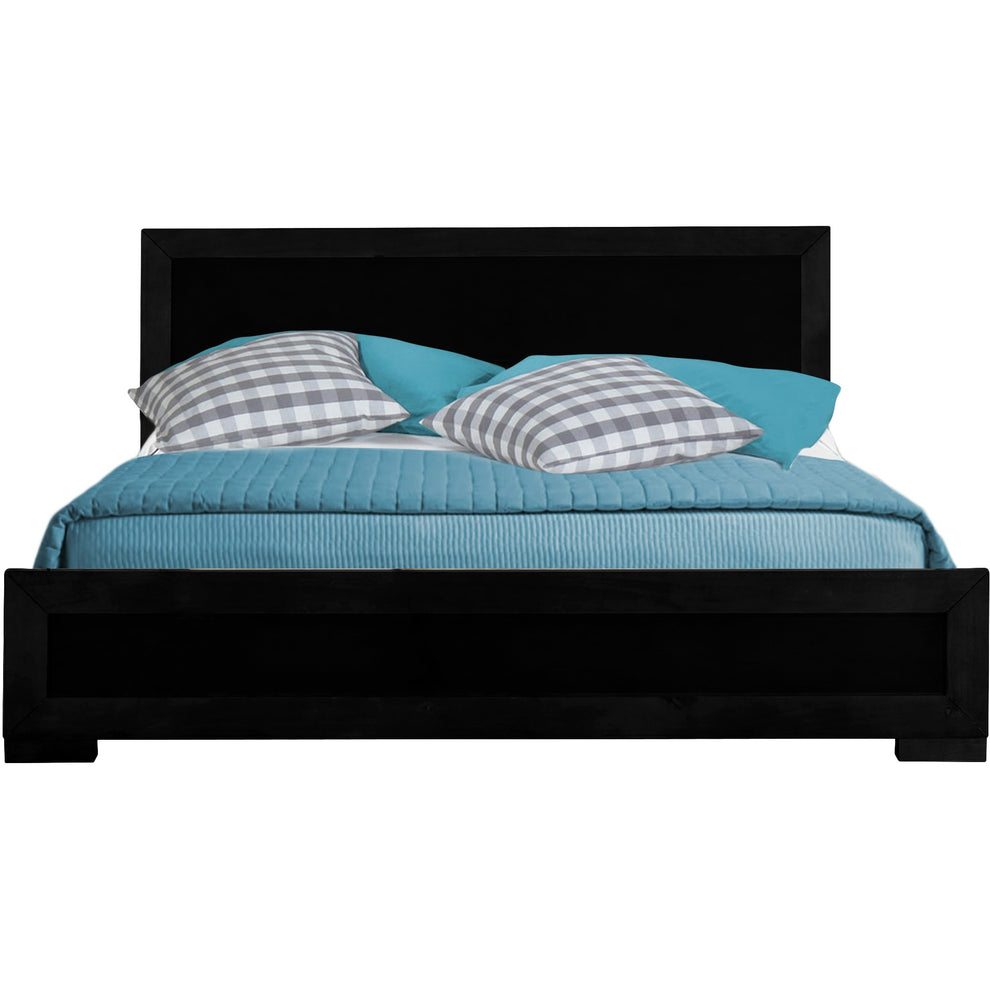 Black Wood King Platform Bed By Homeroots - 397074 | Beds | Modishstore - 2