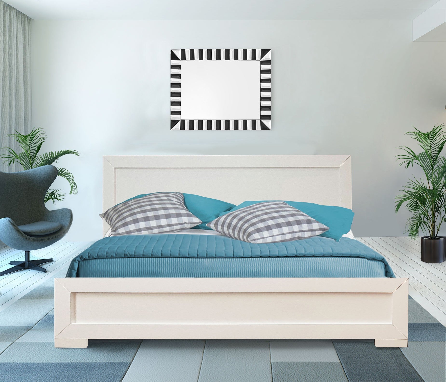 White Wood Full Platform Bed By Homeroots - 397076 | Beds | Modishstore