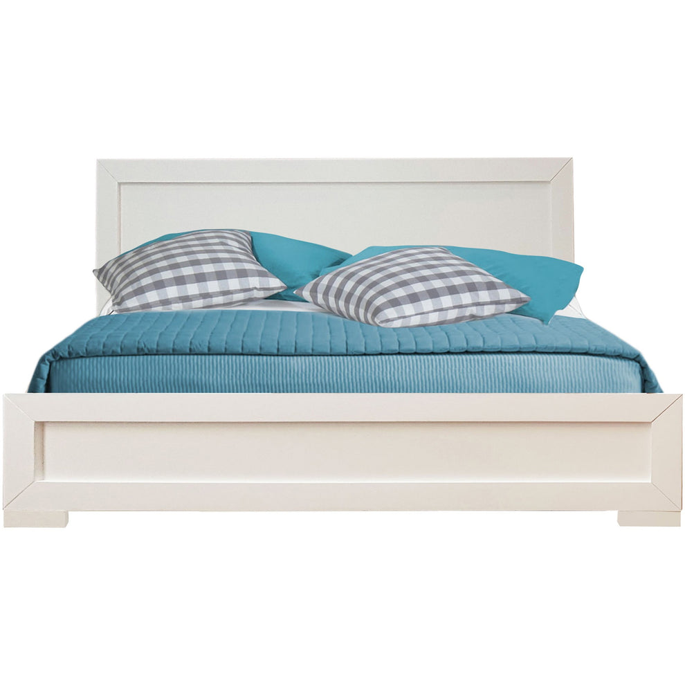 White Wood King Platform Bed By Homeroots - 397078 | Beds | Modishstore - 2