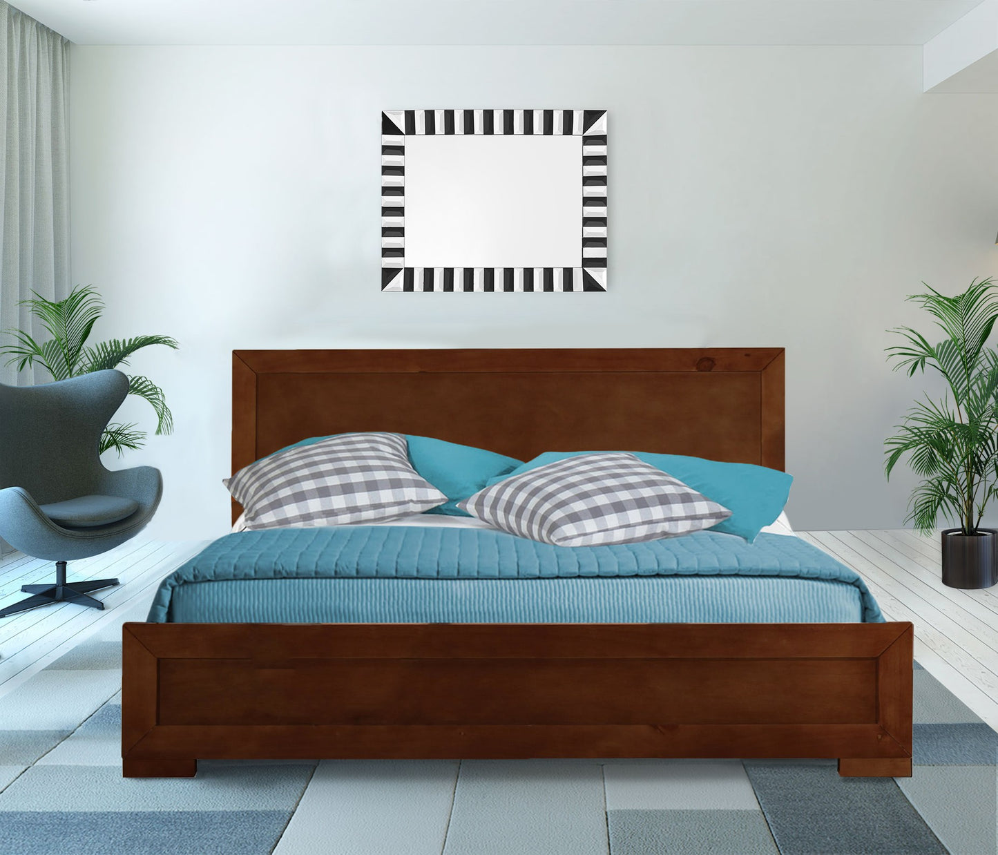 Walnut Wood Twin Platform Bed By Homeroots - 397079 | Beds | Modishstore - 3