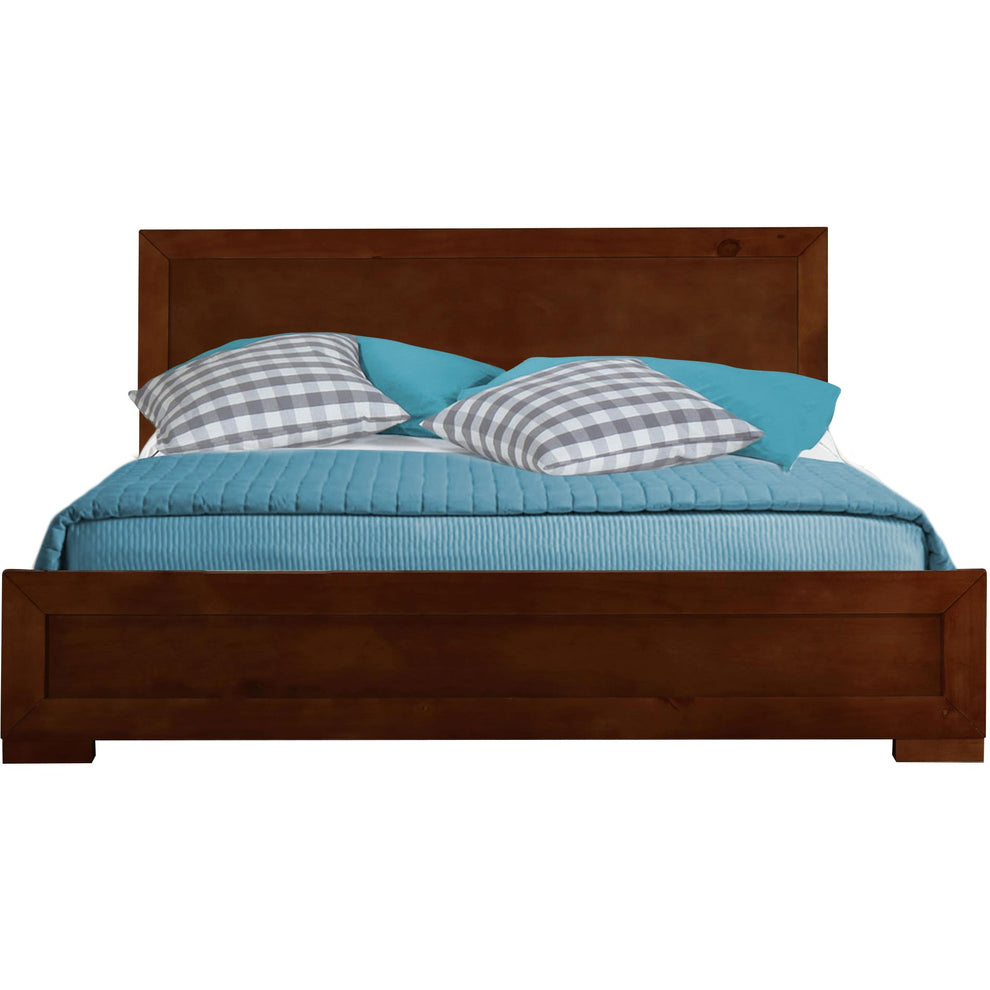 Walnut Wood Queen Platform Bed By Homeroots - 397081 | Beds | Modishstore - 2