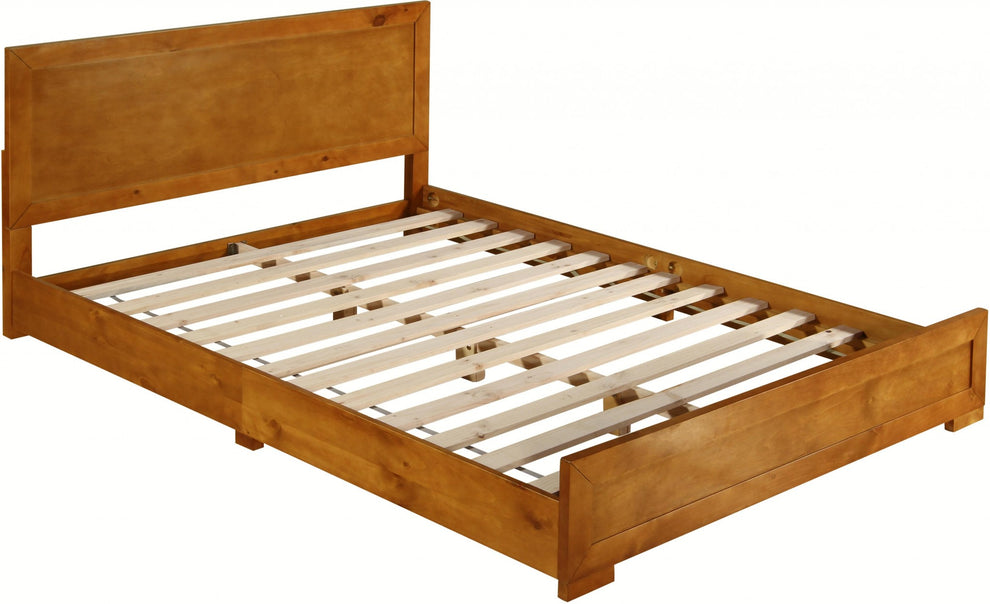 Oak Wood Twin Platform Bed By Homeroots - 397083 | Beds | Modishstore - 3