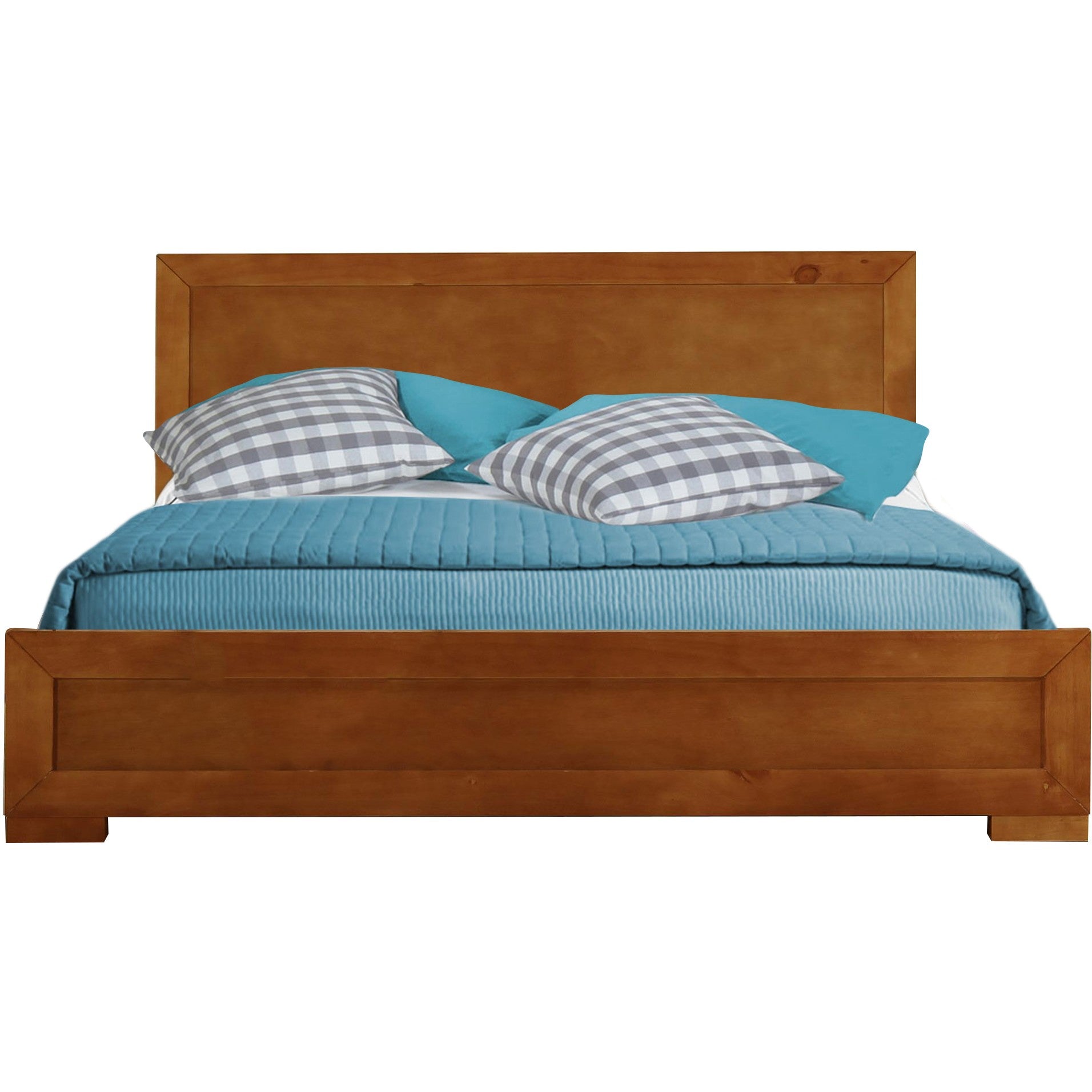 Oak Wood Queen Platform Bed By Homeroots - 397085 | Beds | Modishstore - 2