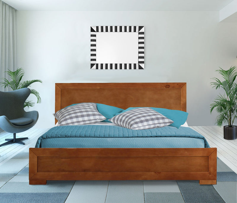Oak Wood King Platform Bed By Homeroots - 397086 | Beds | Modishstore - 3