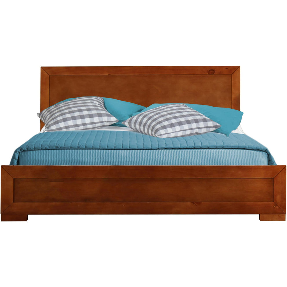 Cherry Wood Full Platform Bed By Homeroots - 397088 | Beds | Modishstore - 2