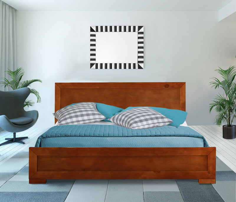 Cherry Wood Full Platform Bed By Homeroots - 397088 | Beds | Modishstore - 3