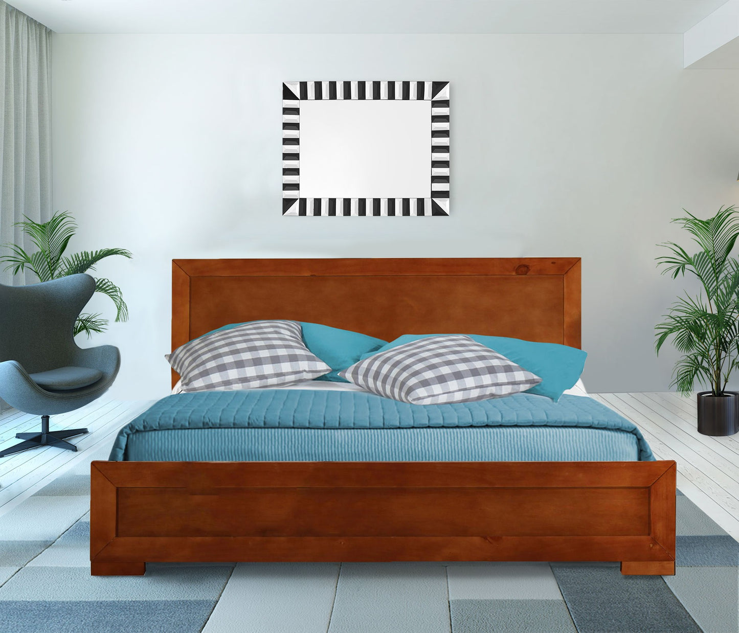 Cherry Wood Queen Platform Bed By Homeroots - 397089 | Beds | Modishstore